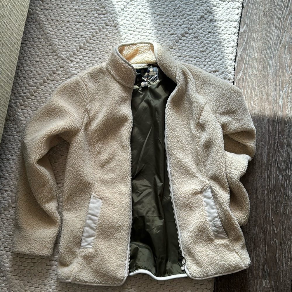 Barbour Cream Teddy Jacket Soft Texture